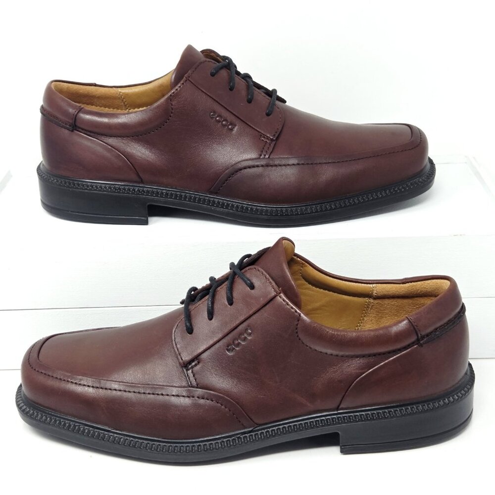 Ecco Holton Leather Shoes Mens 7 - 7.5 EU 41 Brown Oxford Dress Lace Up Casual